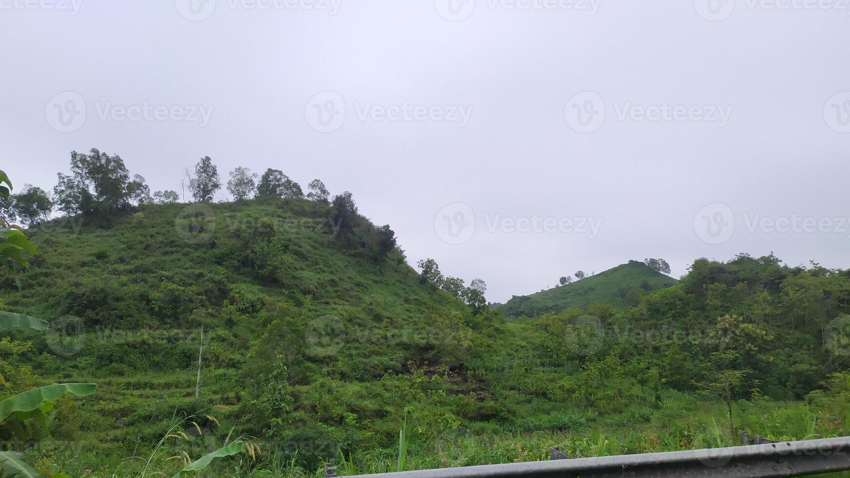 a view of a mountain range from a car photo