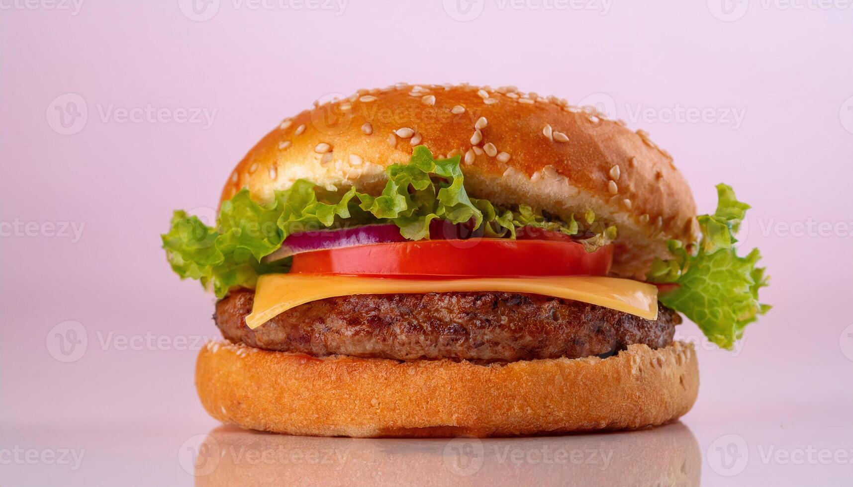 Juicy Burger on Pastel Background photo