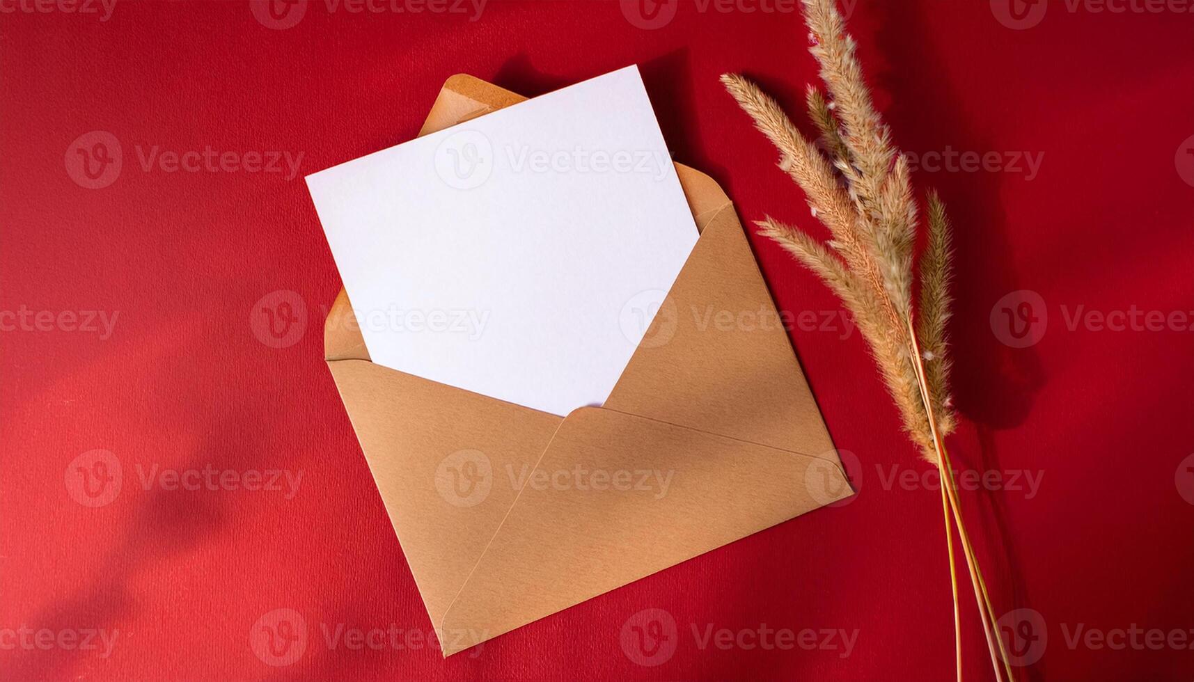 Envelope with Blank Card on Red photo