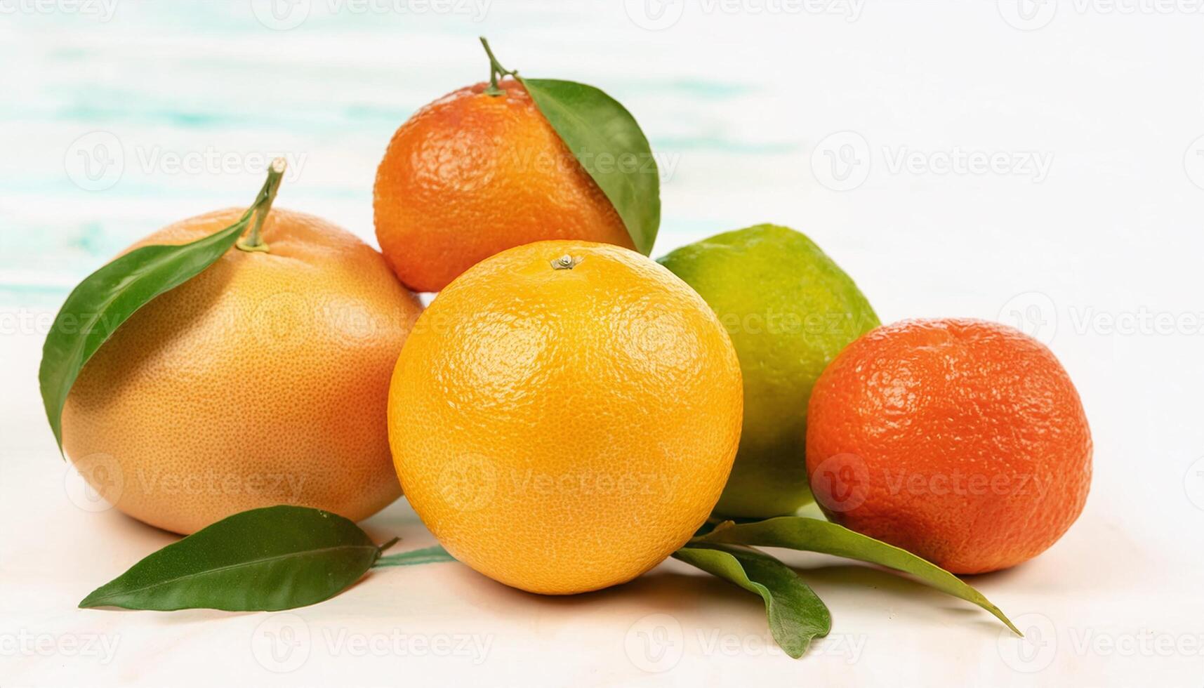 Citrus Fruits on White Background photo