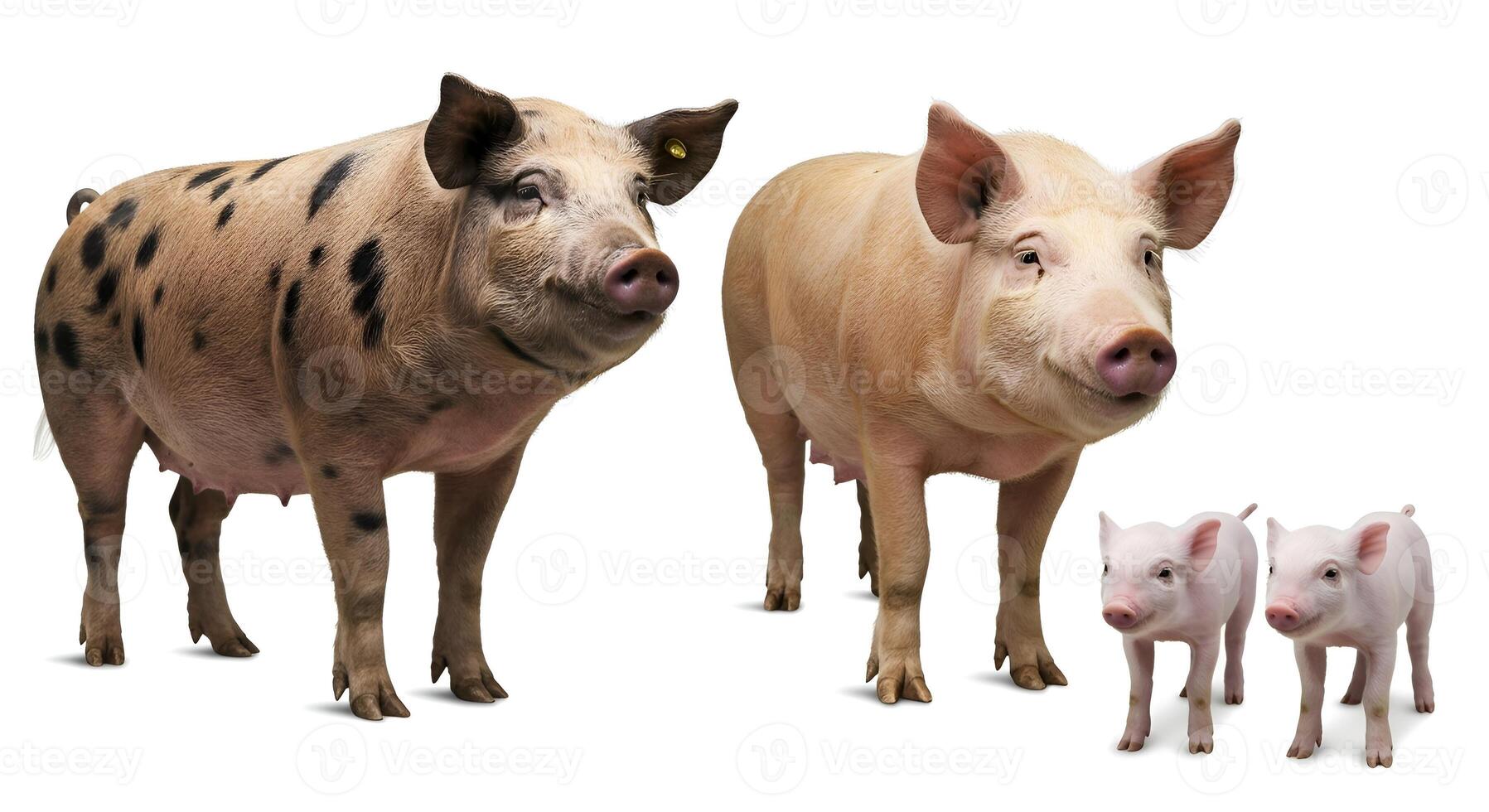 Couple of pigs and piglets 01 photo
