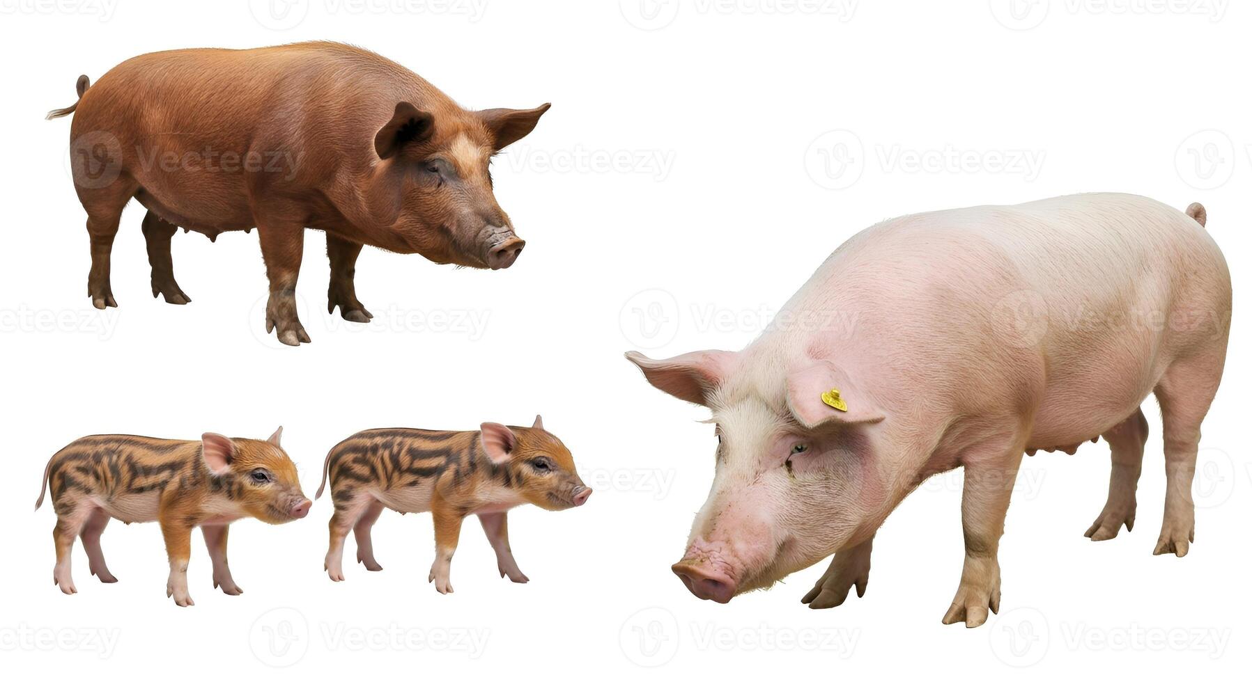 Couple of pigs and piglets 02 photo