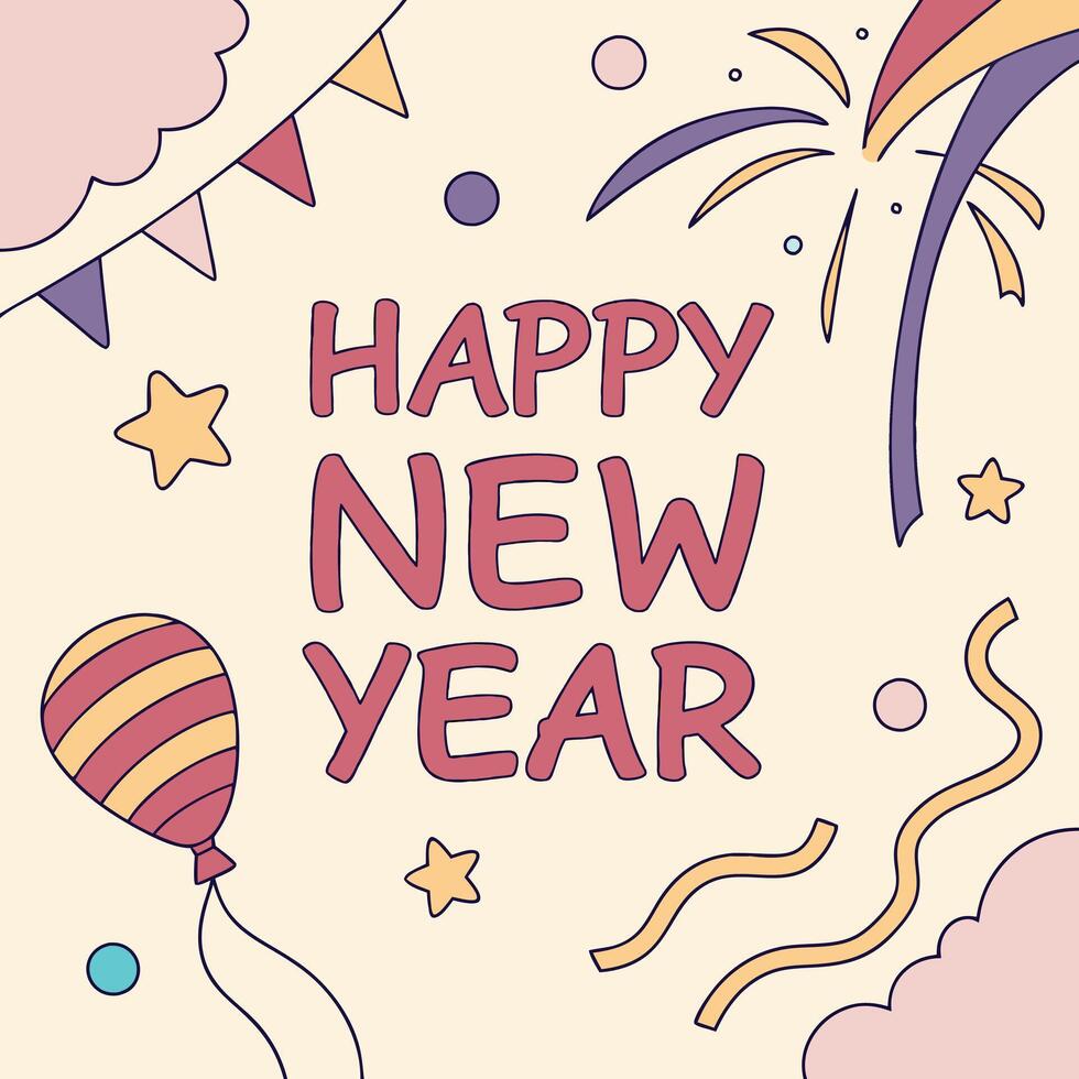 HAPPY NEW YEAR calligraphy text write vector
