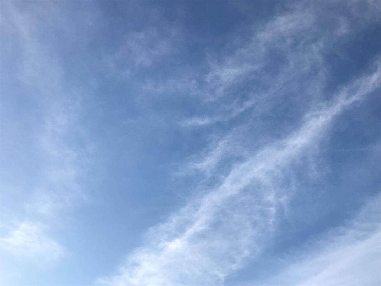 Blue sky with white clouds and a kite flying photo