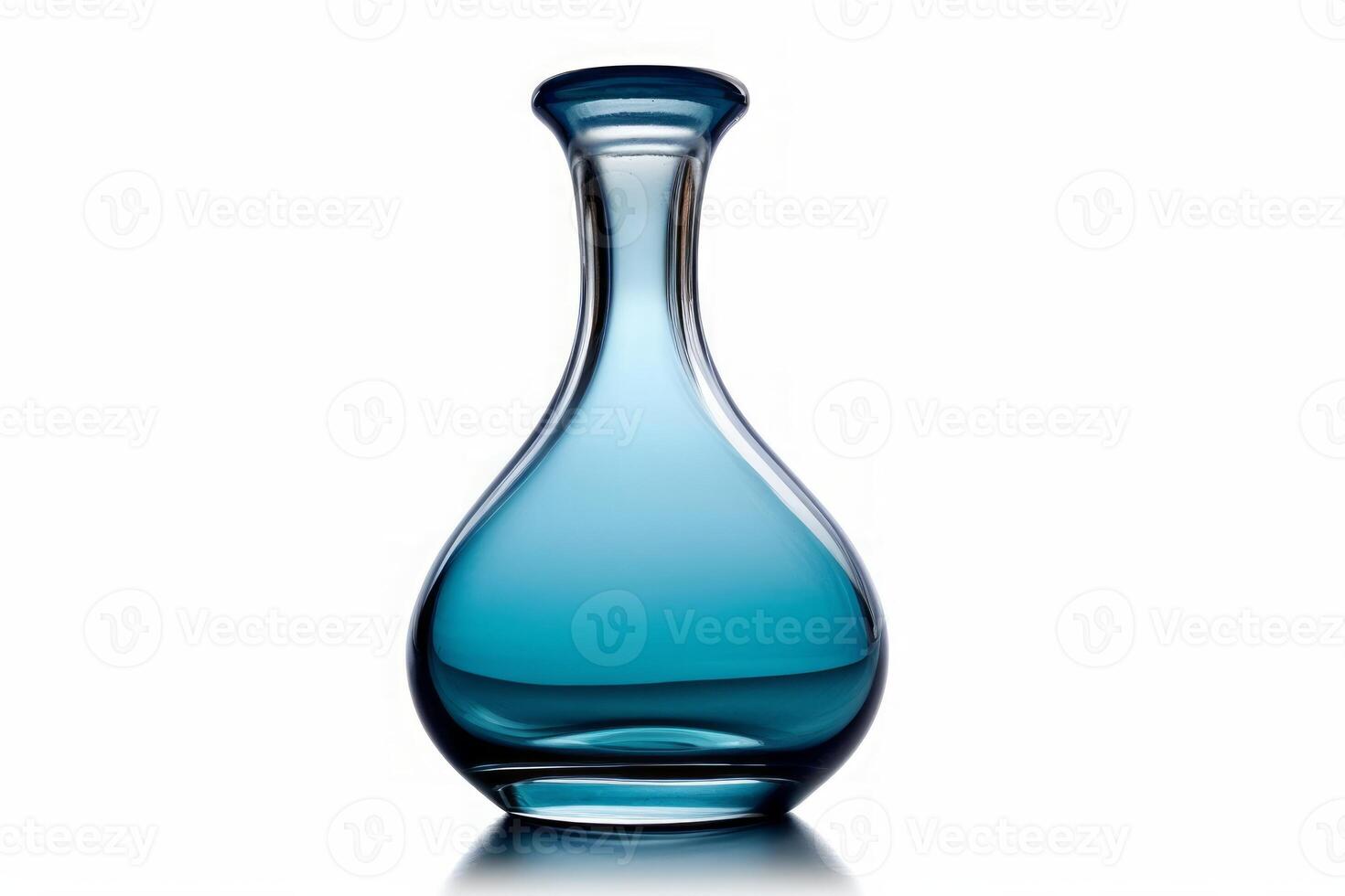 An empty blue decanter, isolated on a white background. photo