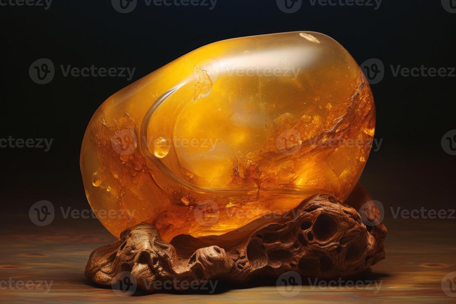 Amber stone in decorative stand. photo