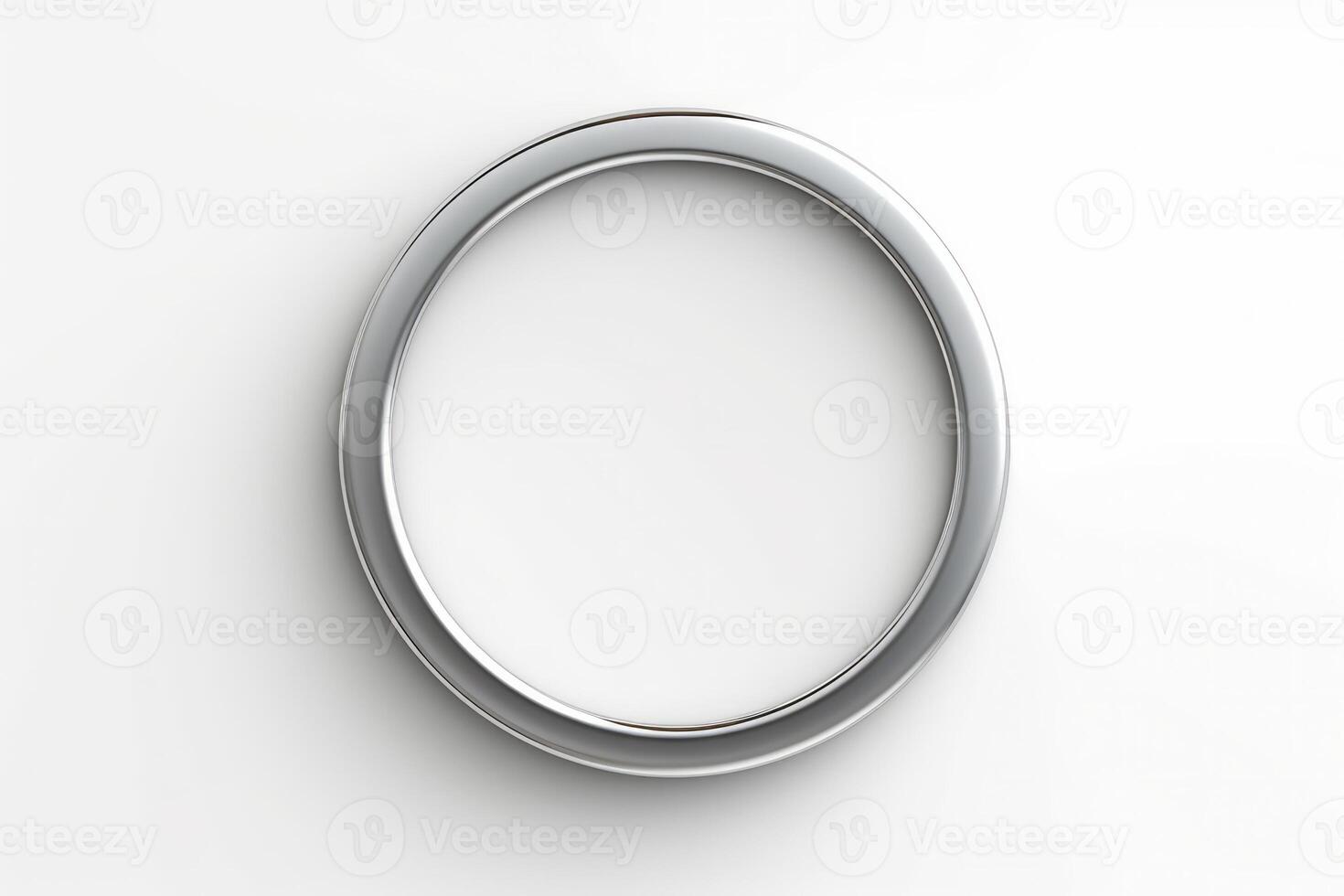Silver circle frame isolated on white background. Empty space for text or picture. photo
