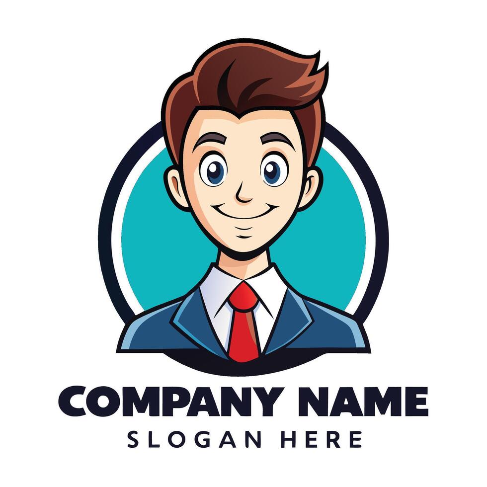 a cartoon man in a suit and tie logo on a white background vector