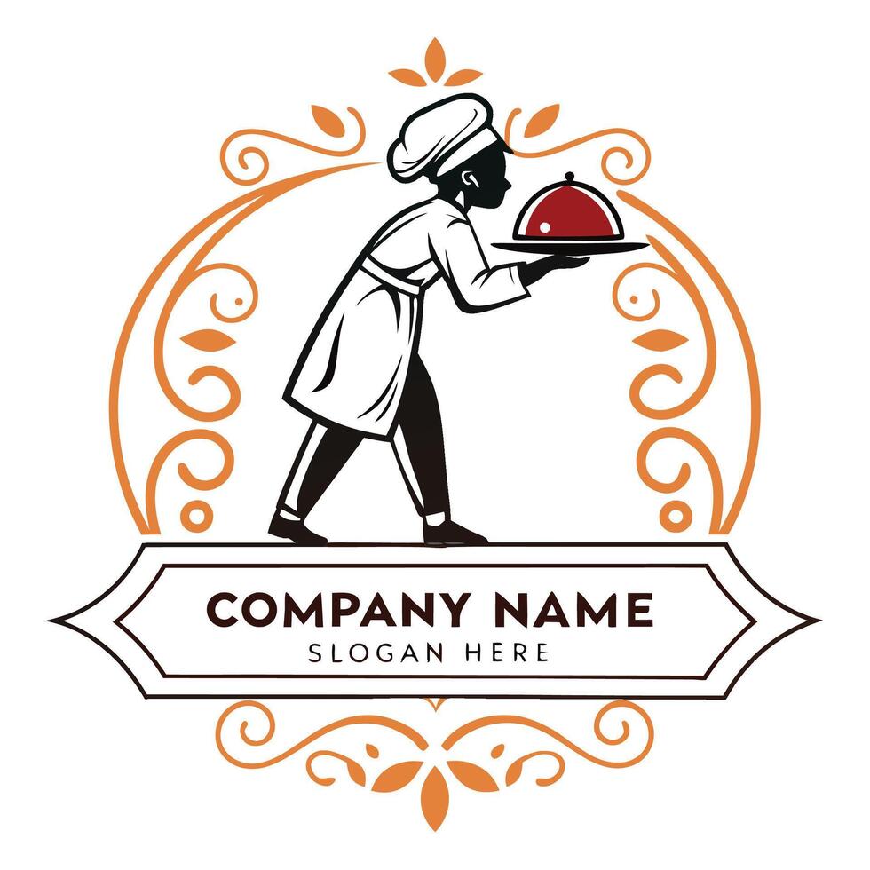 a chef holding a tray with a dish on it vector