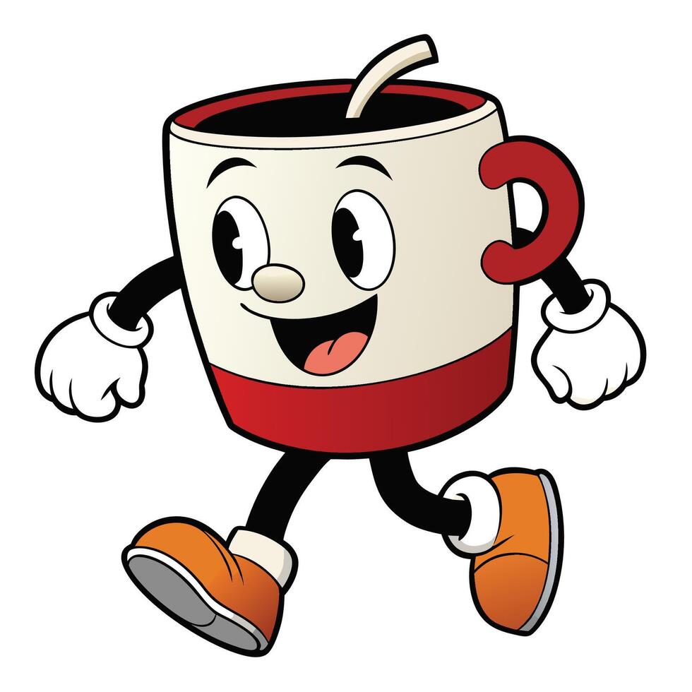 coffee cup cartoon character running vector