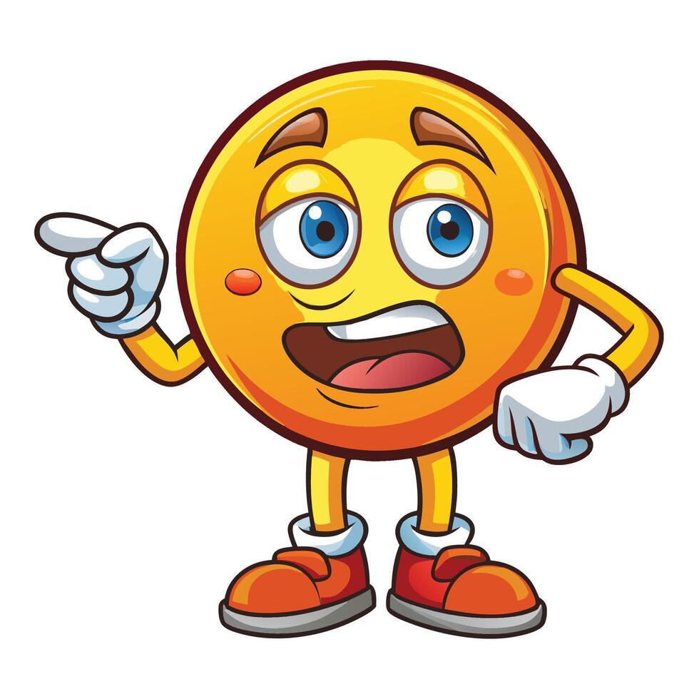 emoticon character pointing something background vector
