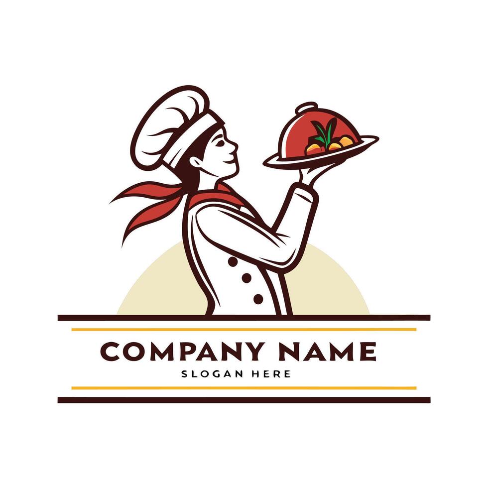 chef holding a platter with a dish on it vector