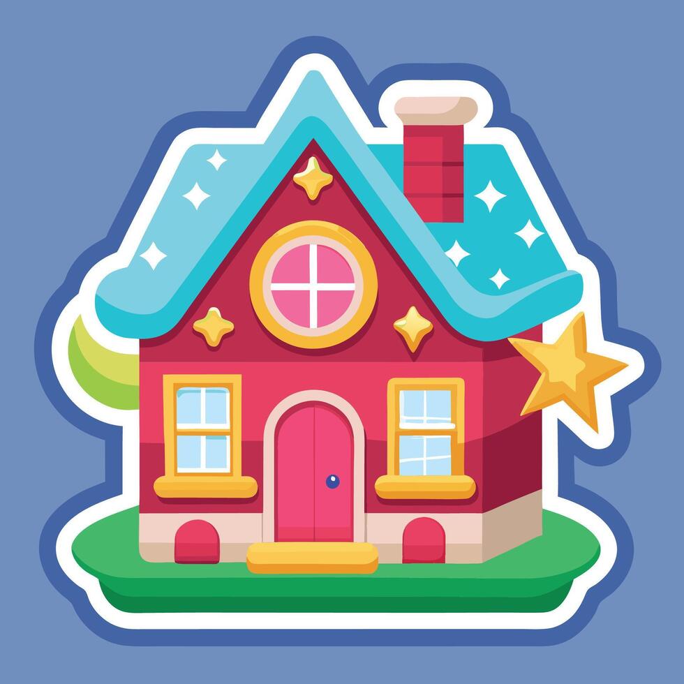 a cartoon house with a star vector