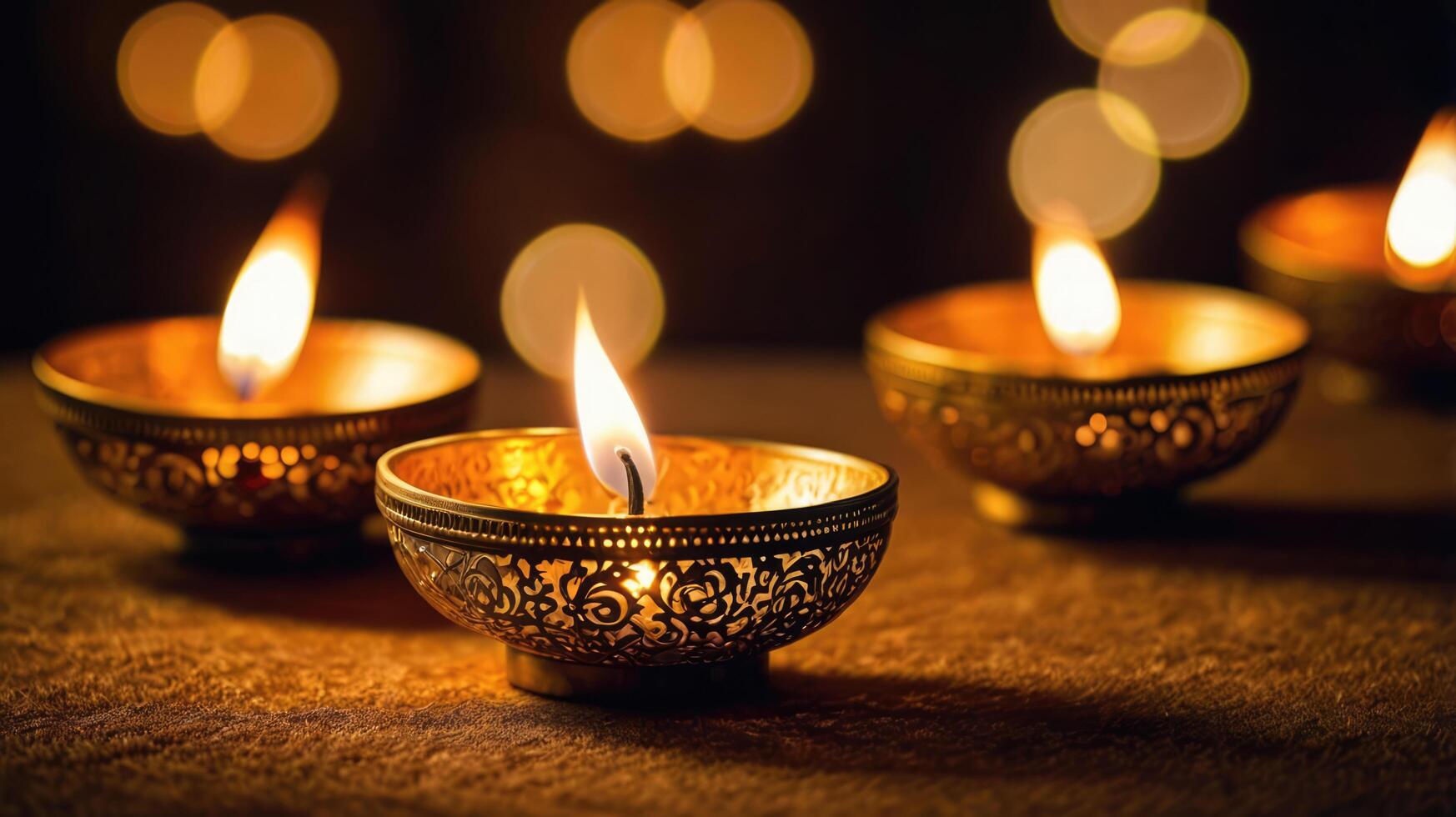 Golden Tea Light Candles Creating a Warm and Festive Glow photo