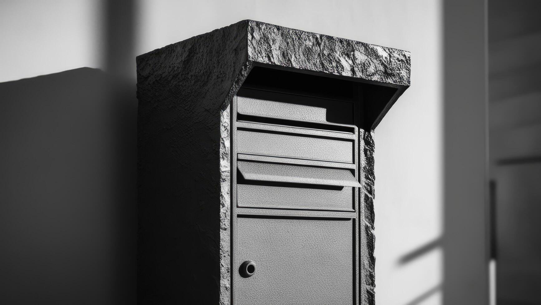Unique Brutalist Mailbox in Concrete with Artistic Geometric Features photo