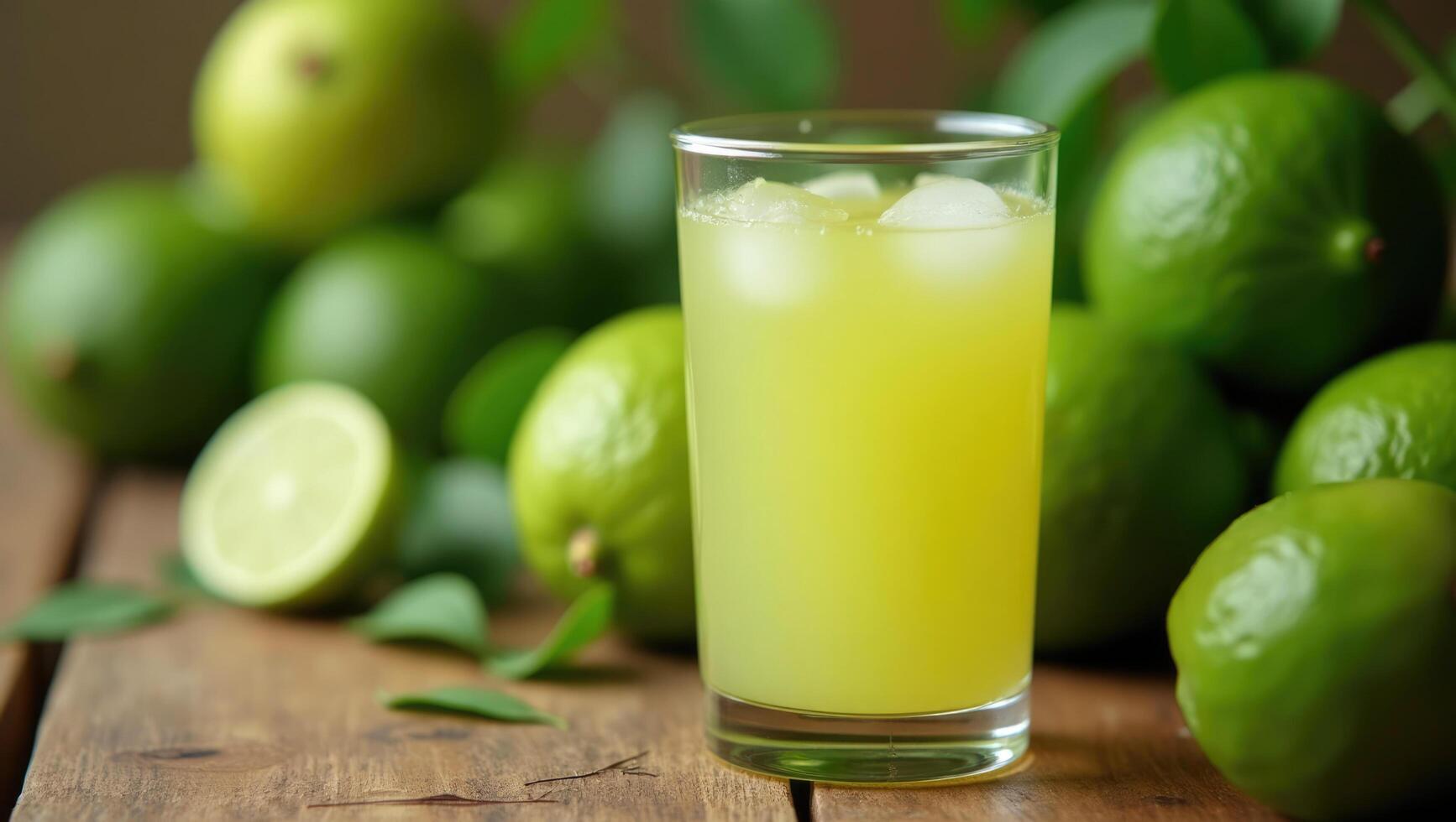Kaffir Lime Juice in Glass with Unique Citrusy Flavors photo