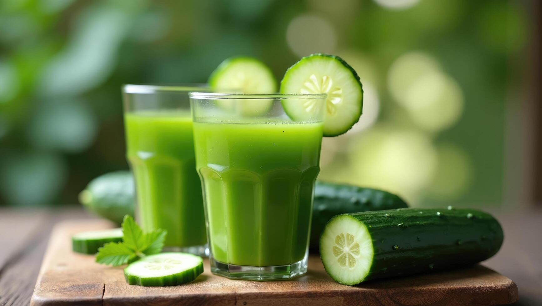 Fresh Green Cucumber Juice in Glass for a Healthy Lifestyle photo