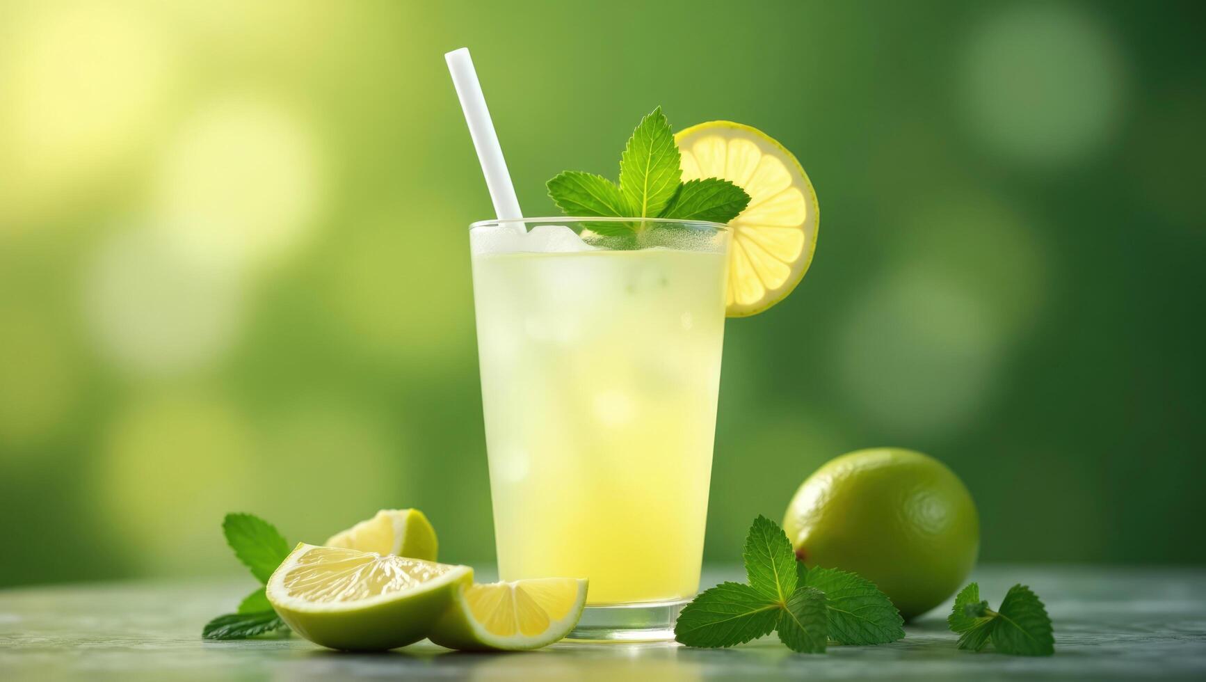 Chilled Mint Lemonade Juice with Zesty Flavor and Cooling Mint photo