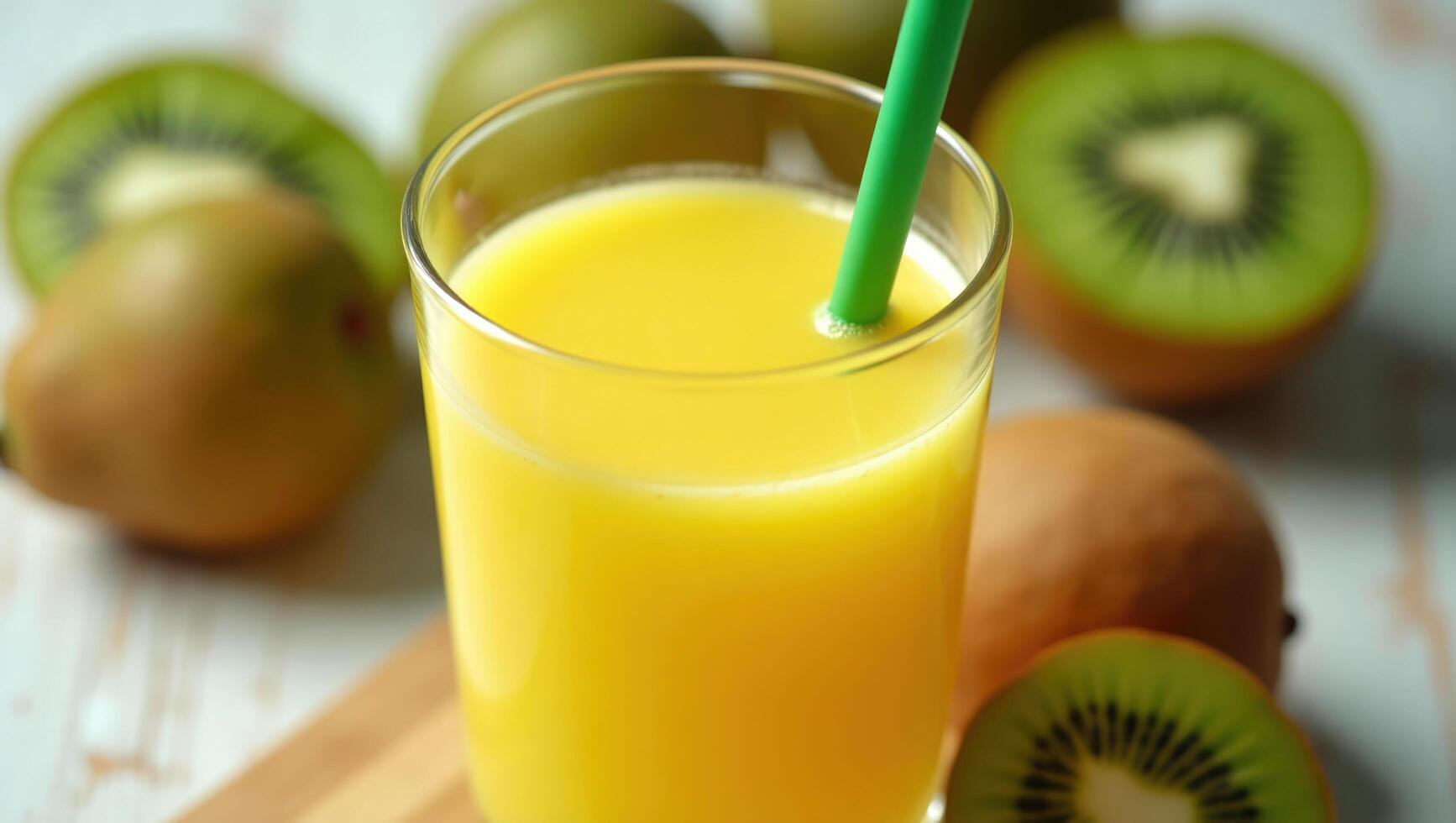 Bright Green Kiwi Juice Served in a Glass for Refreshment photo