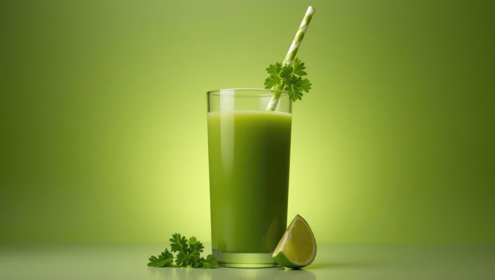 Zesty Green Lemon Juice with Vibrant Garnish for Refreshment photo