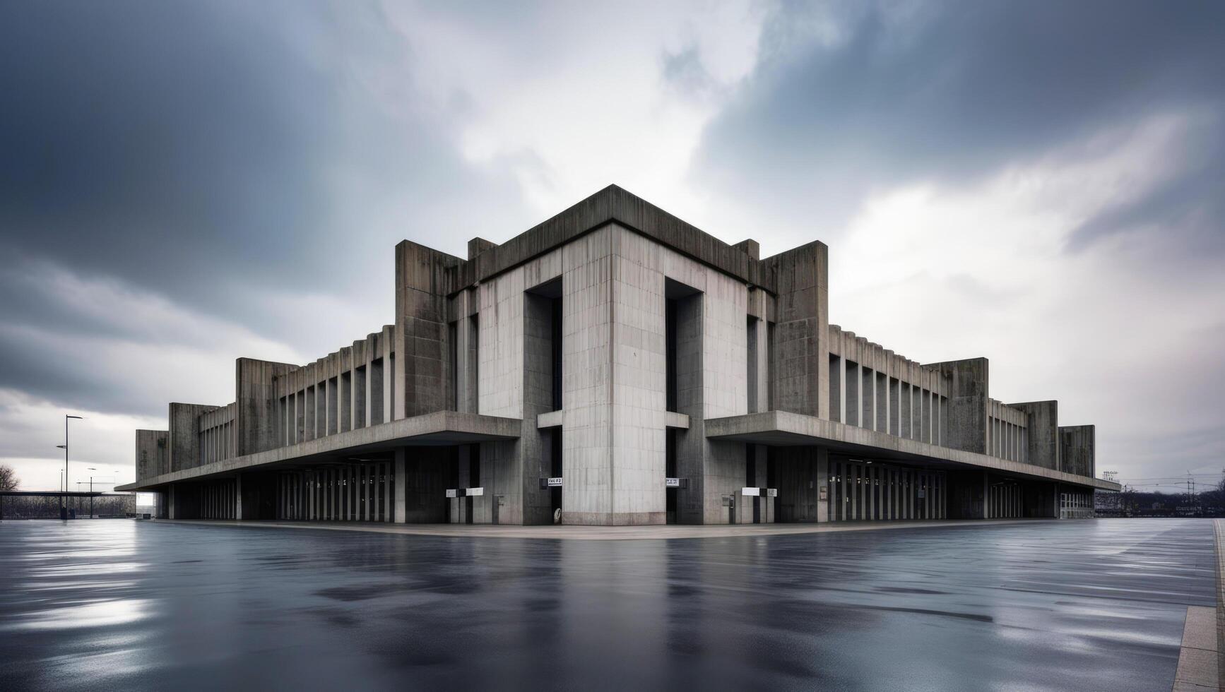 Artistic Brutalist Architecture with Modern Symmetrical Features photo