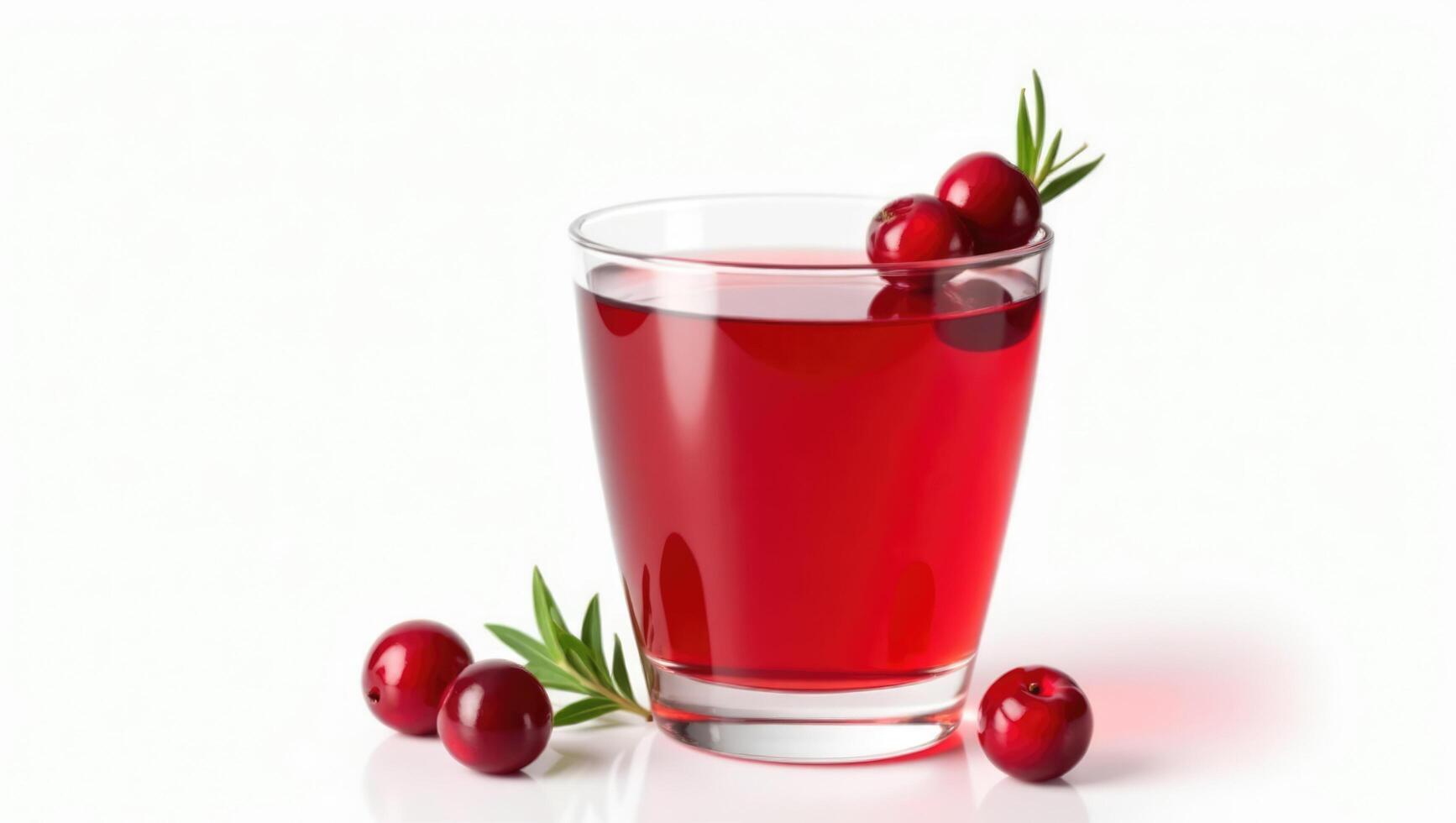 Bright Cranberry Juice in Transparent Glass Bottle on White for Refreshing Energy. photo