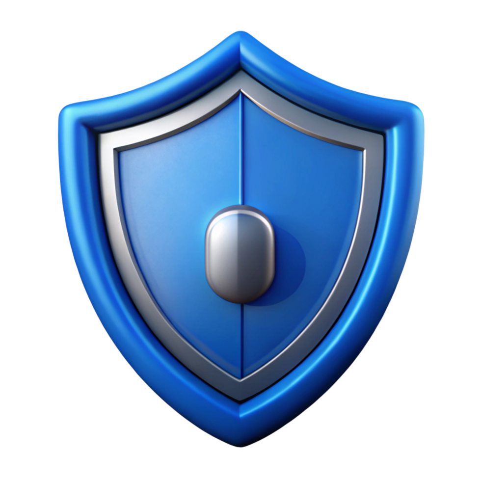 3D Render of a Shiny Blue Shield with Silver Trim png