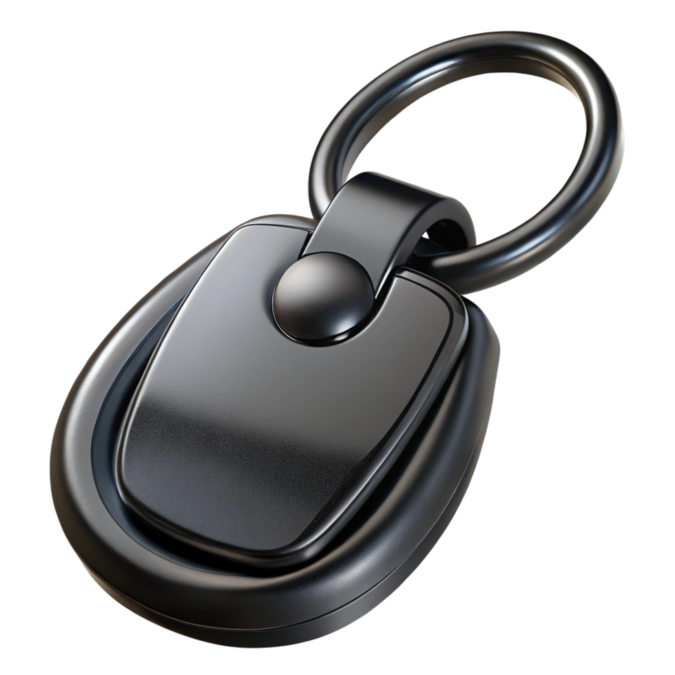 Sleek Black Metal Keyring with Rectangular Tag png