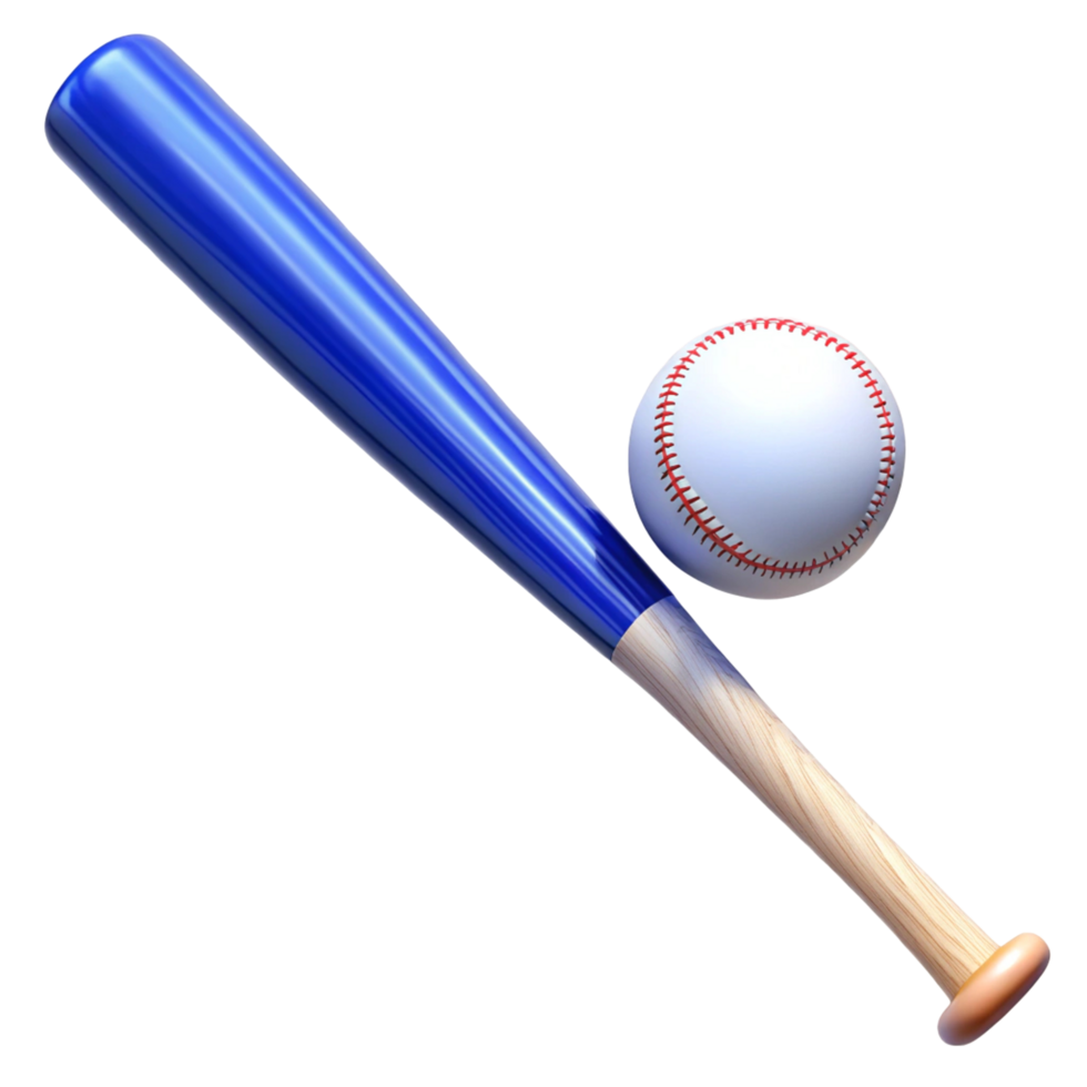 Blue Baseball Bat and Ball, Classic Sports png