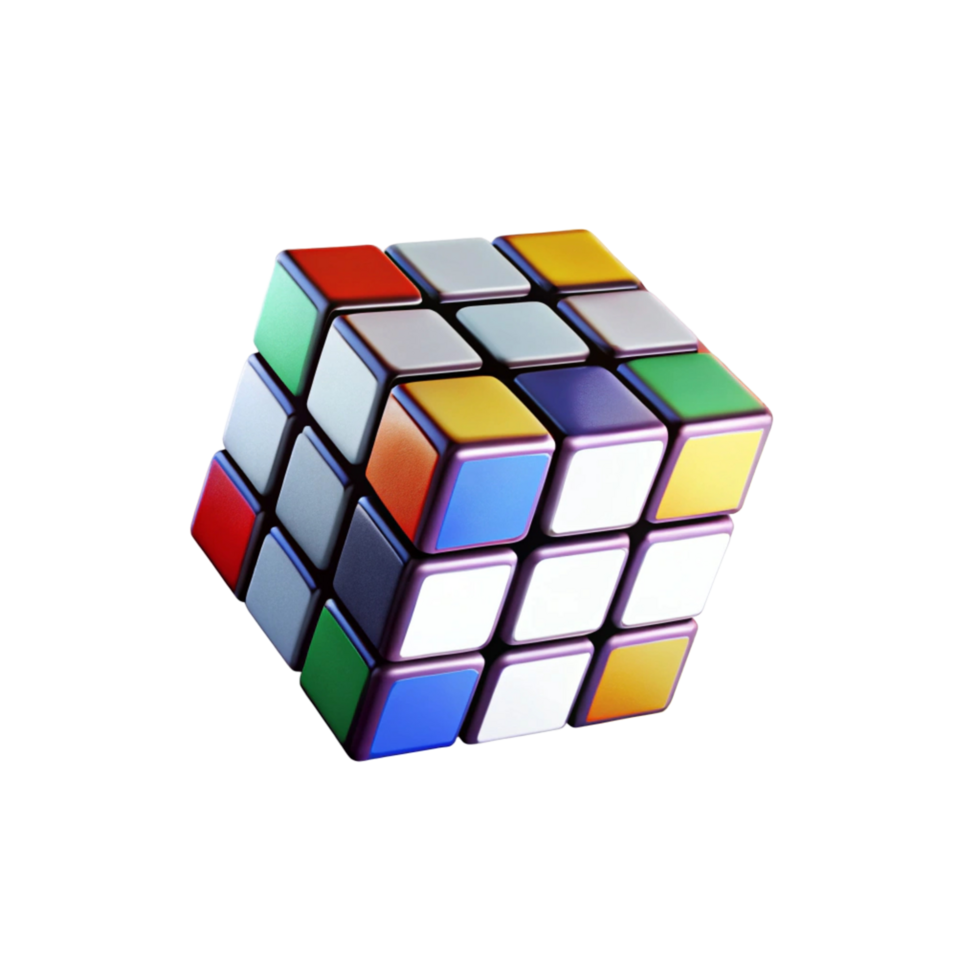 3D Render of a Rubik's Cube Puzzle Colorful png