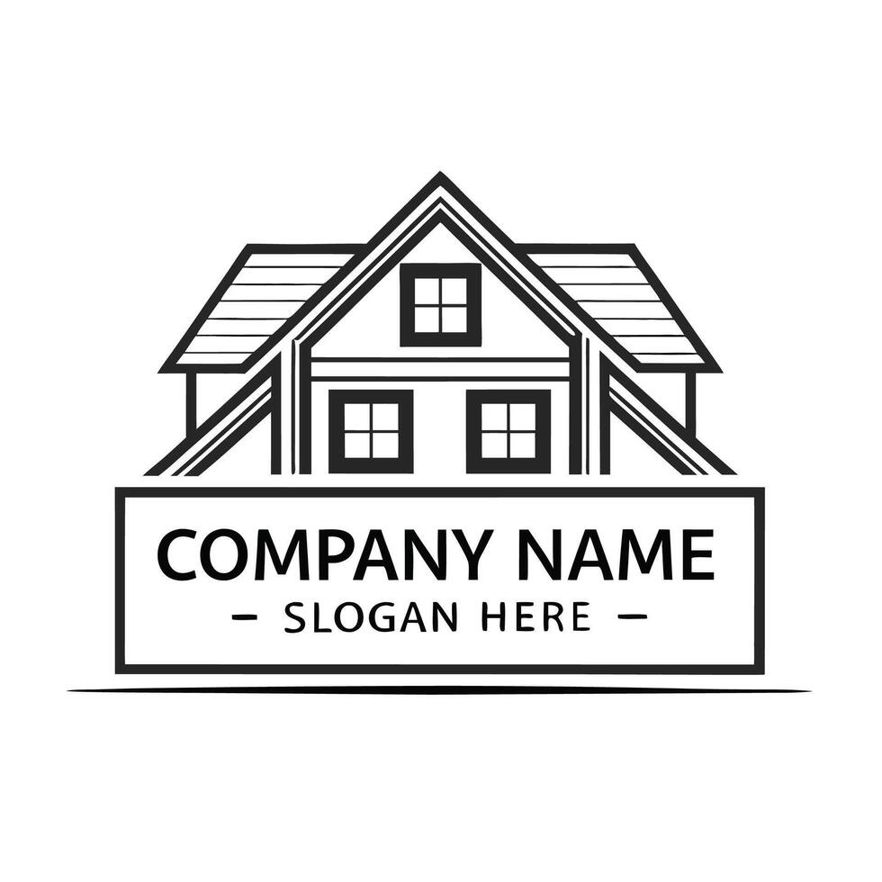 a house logo with a black and white background vector