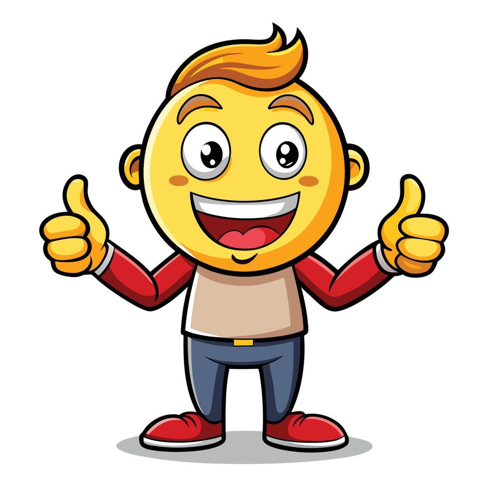 happy emoticion cartoon character illustration isolated on white background vector