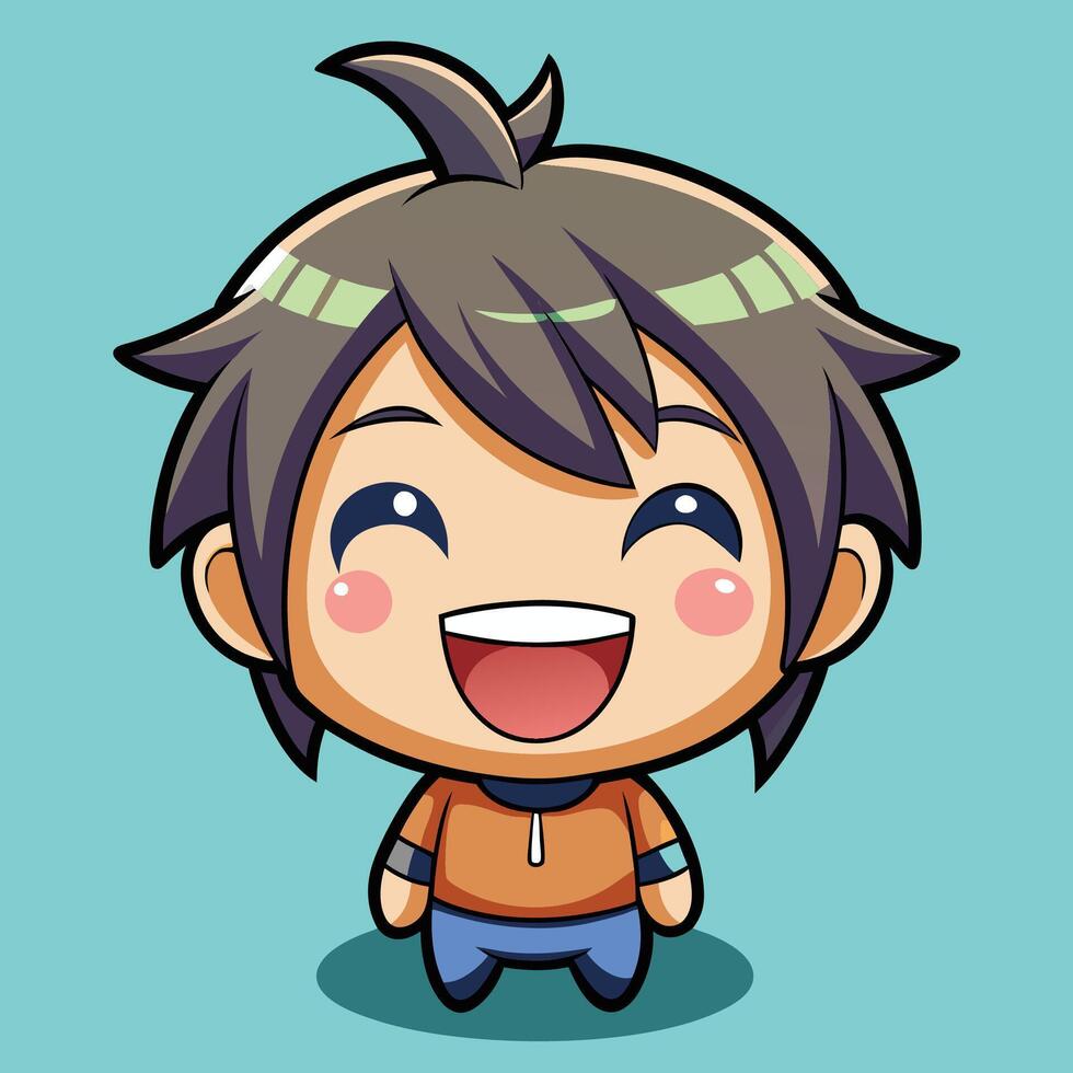 a cartoon character with brown hair background vector