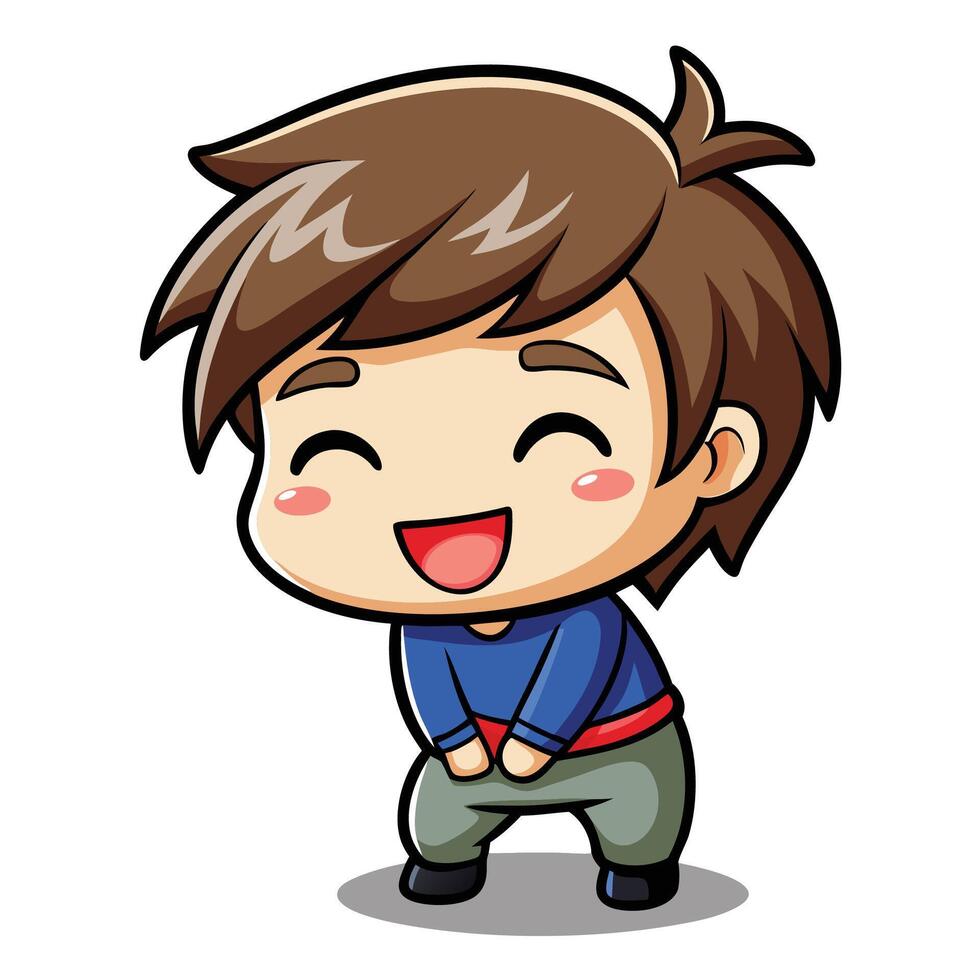 a cartoon boy with a smile his face vector