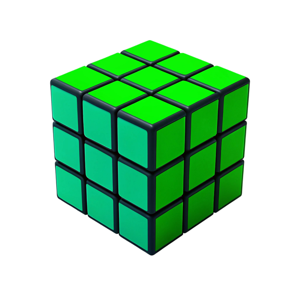 Green Rubik's Cube Puzzle - 3D Render png