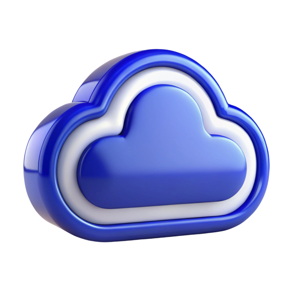 3D Render of a Glossy Blue Cloud Icon, Cloud png