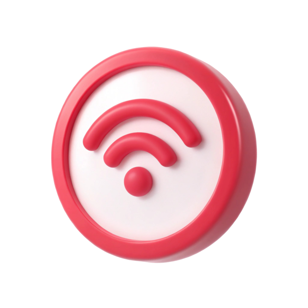 3D Render of a Pink Wifi Symbol Connectivity png