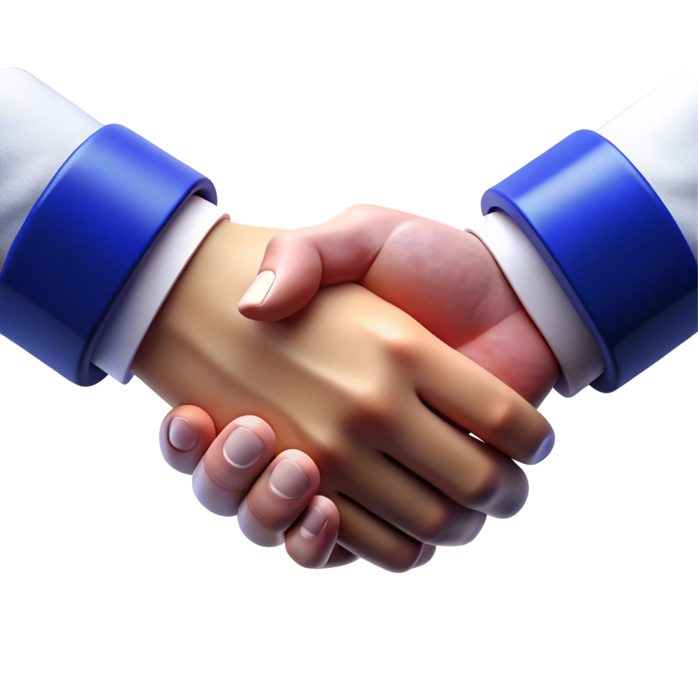 3D Render of a Firm Handshake Between Two People png