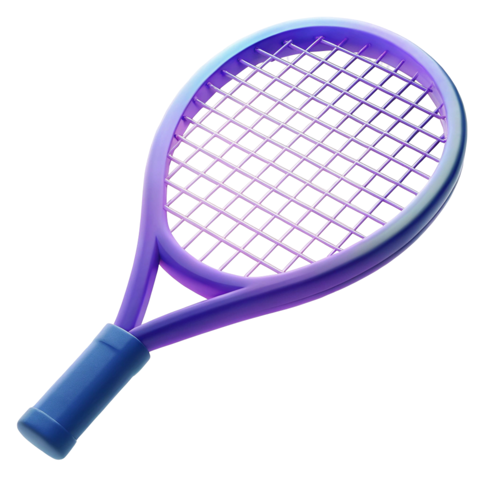 Vibrant Purple and Blue Tennis Racket 3D Render png