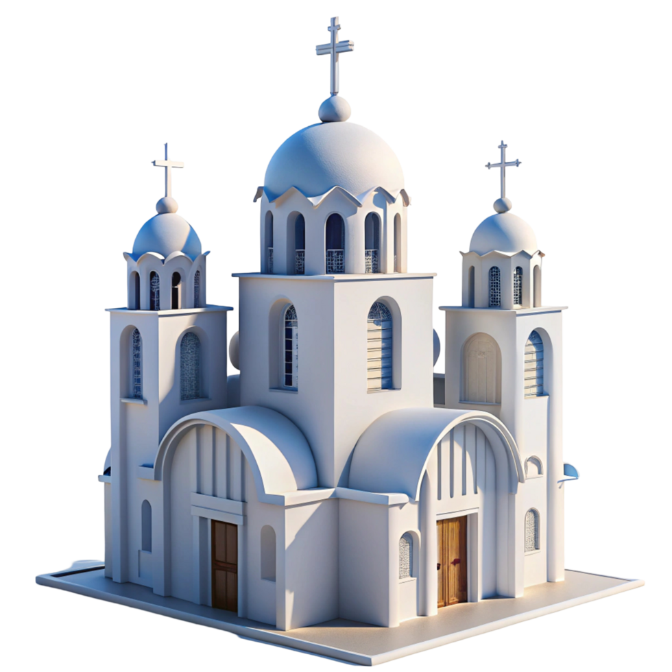 3D Render of a White Greek Orthodox Church png