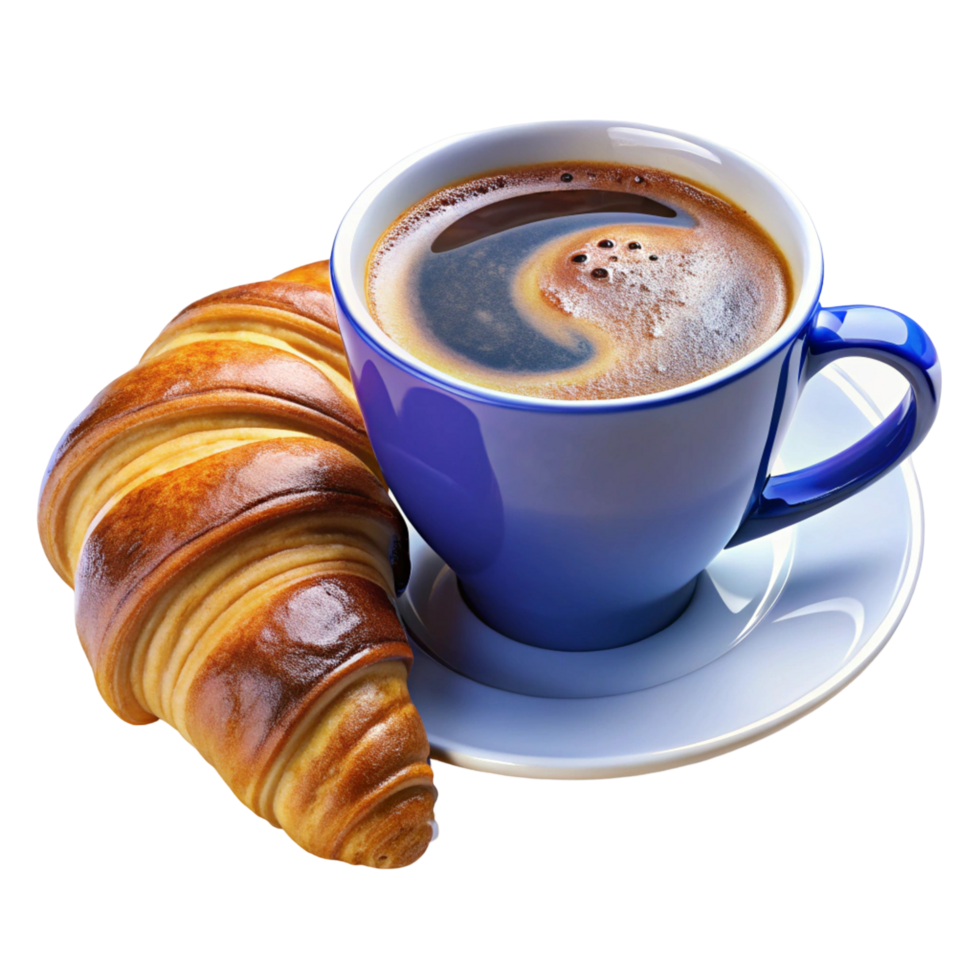 Delicious Coffee and Croissant Breakfast png