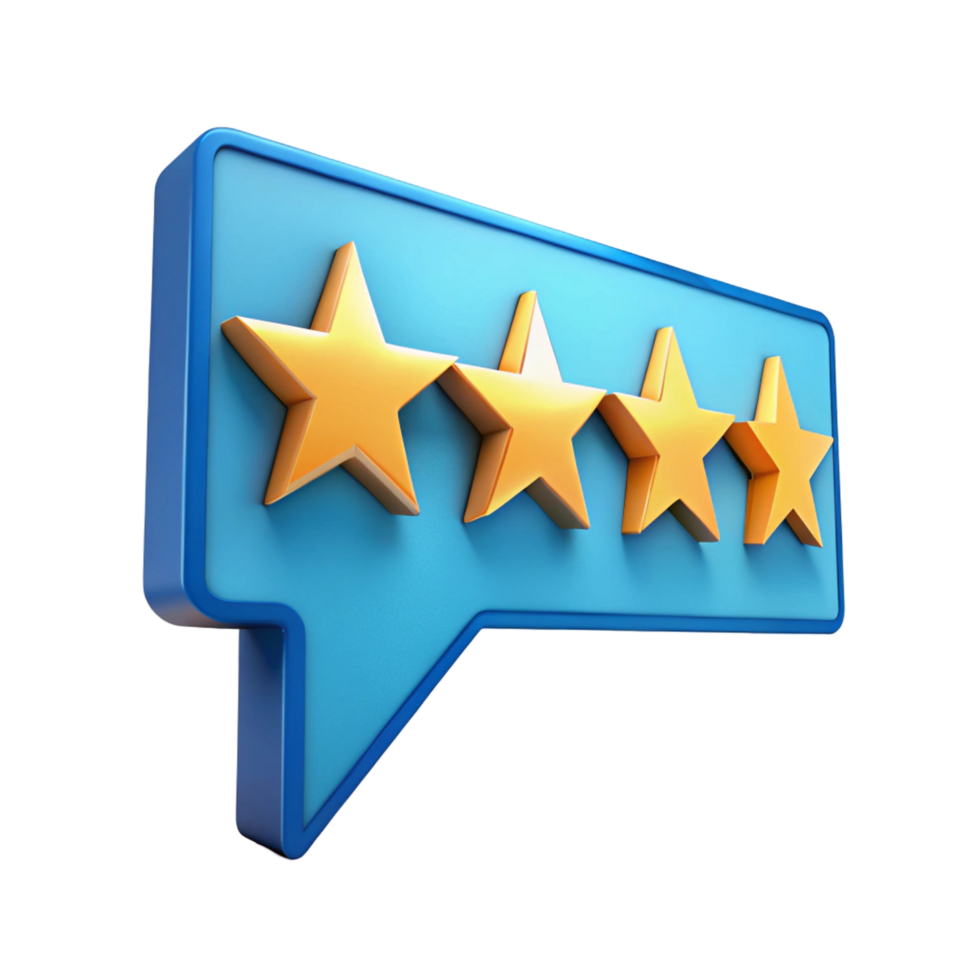 Four Star Rating in Speech Bubble - 3D Render png