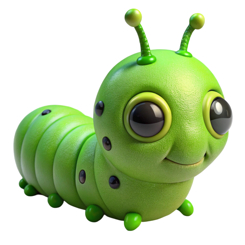 3D Render of a Green Caterpillar png