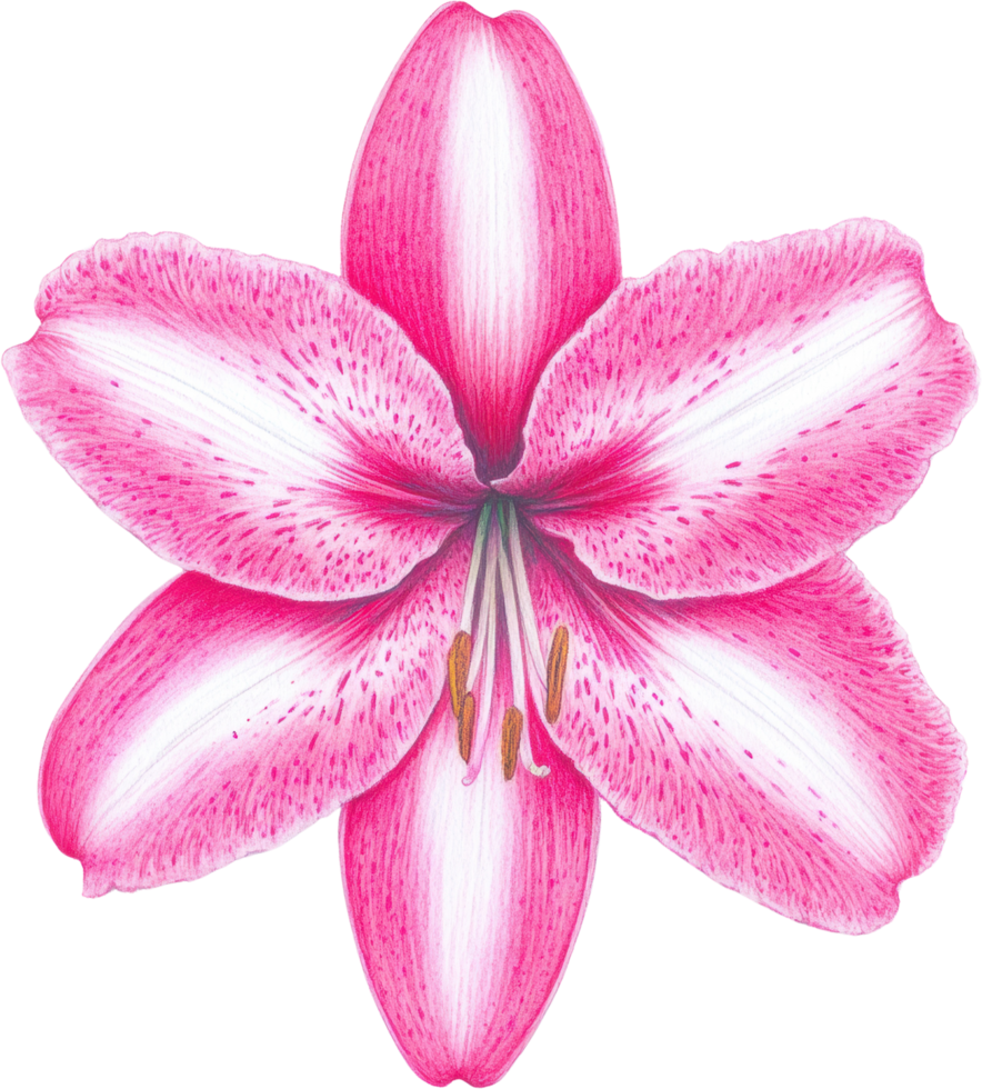 Close up Detailed Pink Lily Flower Botanical Illustration Perfect for Floral Design Projects png