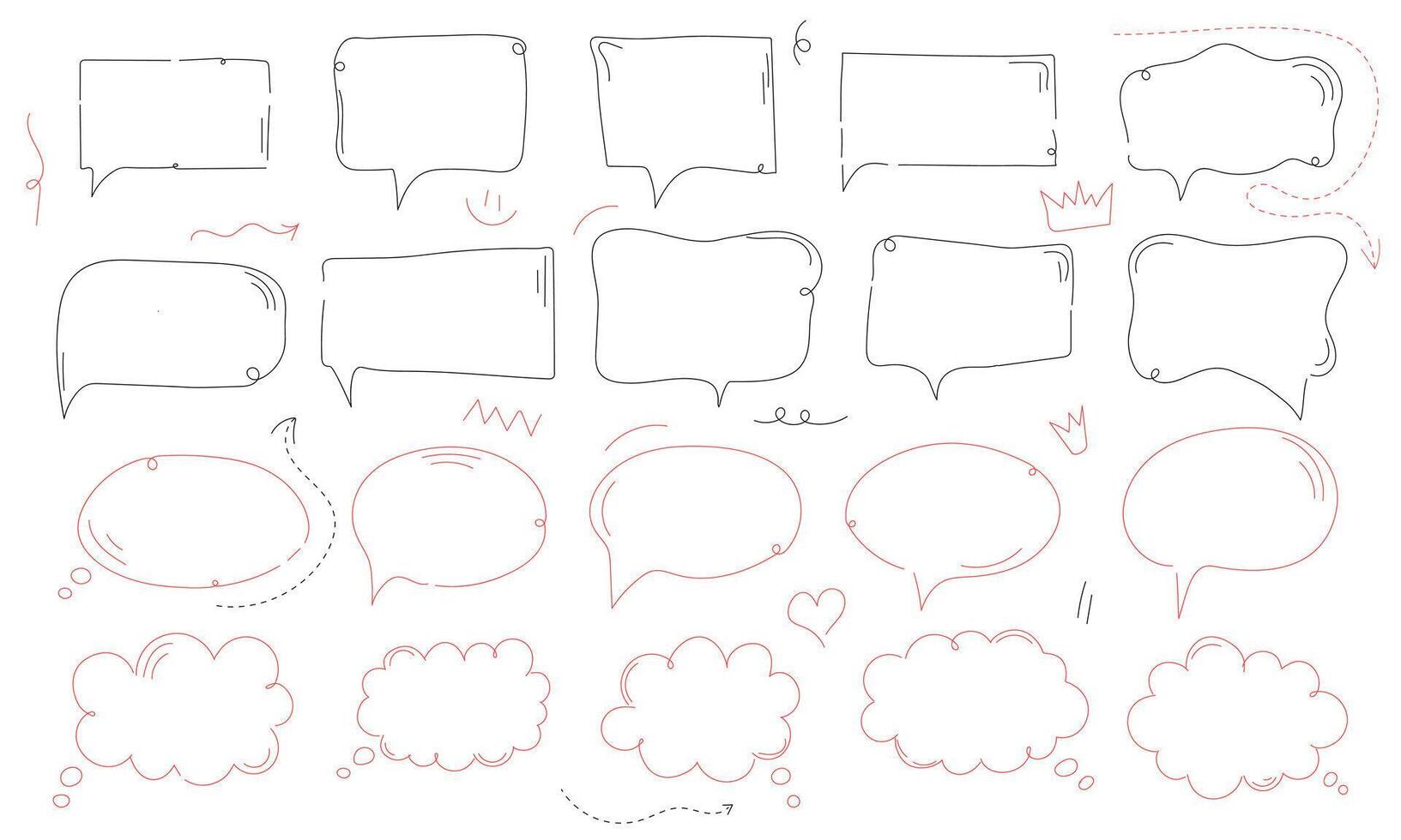 set of different doodle speech bubbles for communication vector