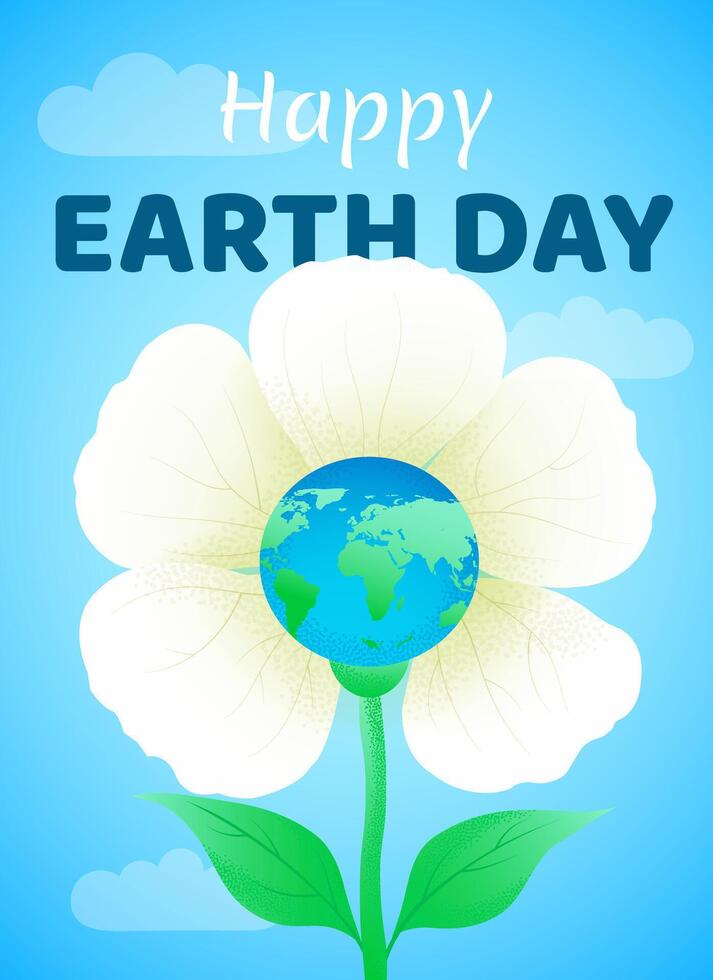 Earth day card. Planet Earth in the form of a flower vector