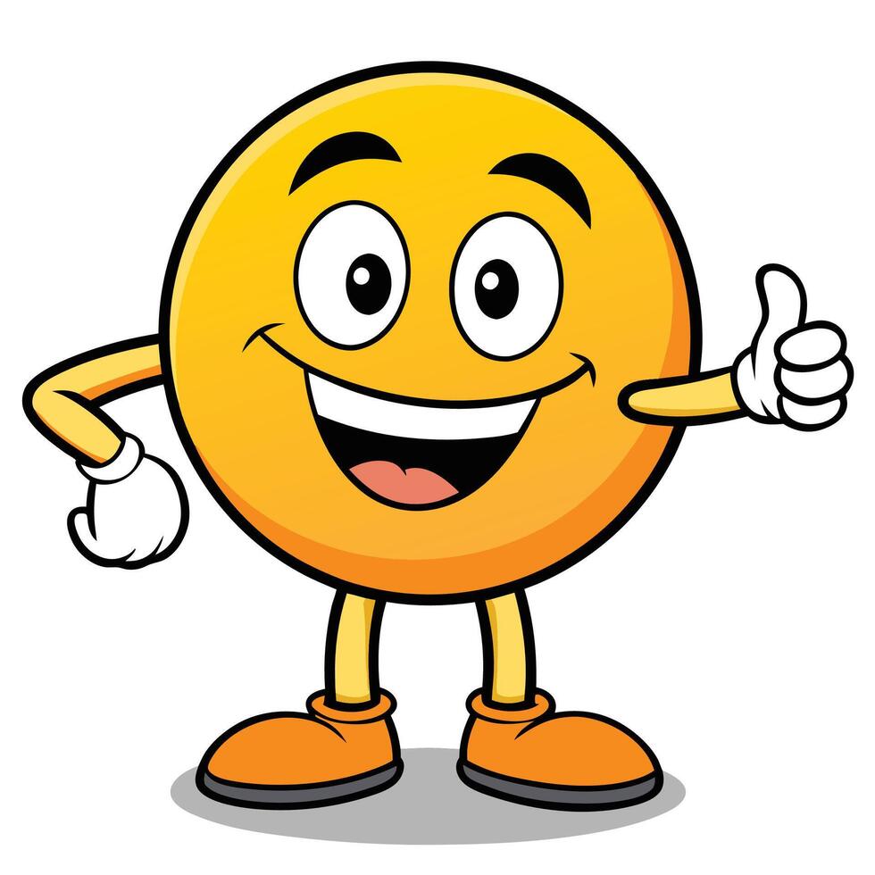 emoticon character showing thumbs up white background vector