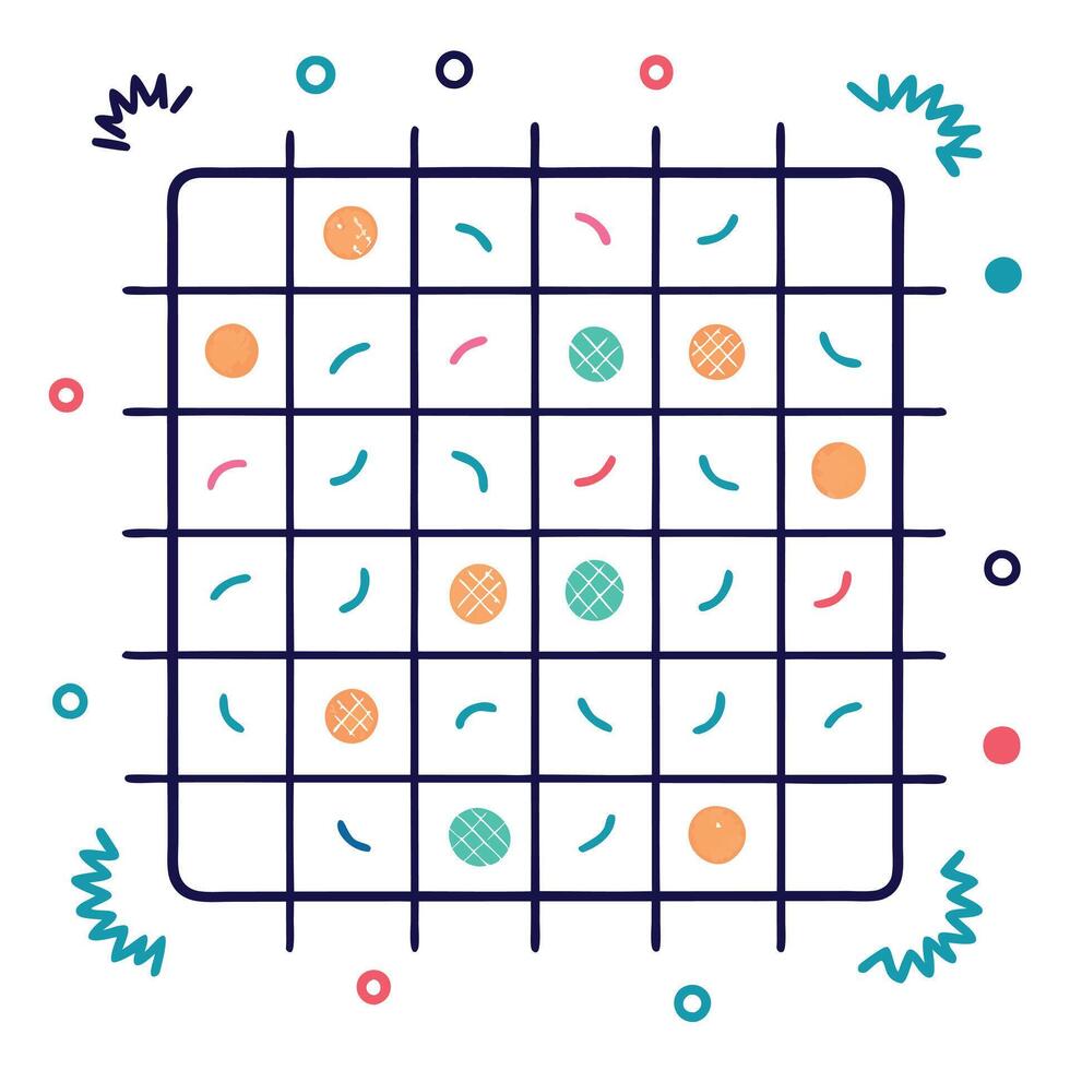 Colorful Grid Pattern Abstract Geometric Design with Circles and Lines vector