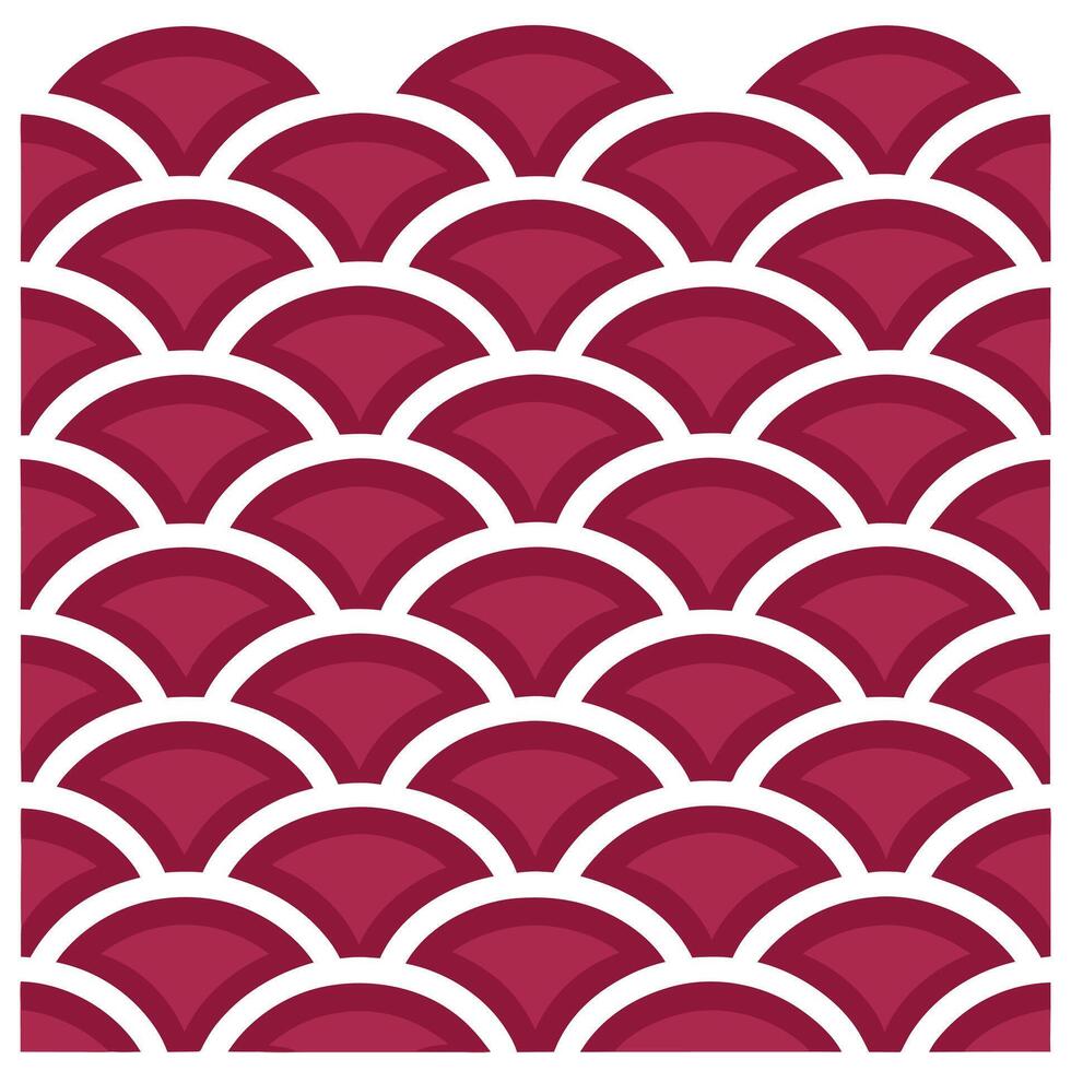 Crimson Seigaiha Wave Pattern Japanese Geometric Design Textile vector