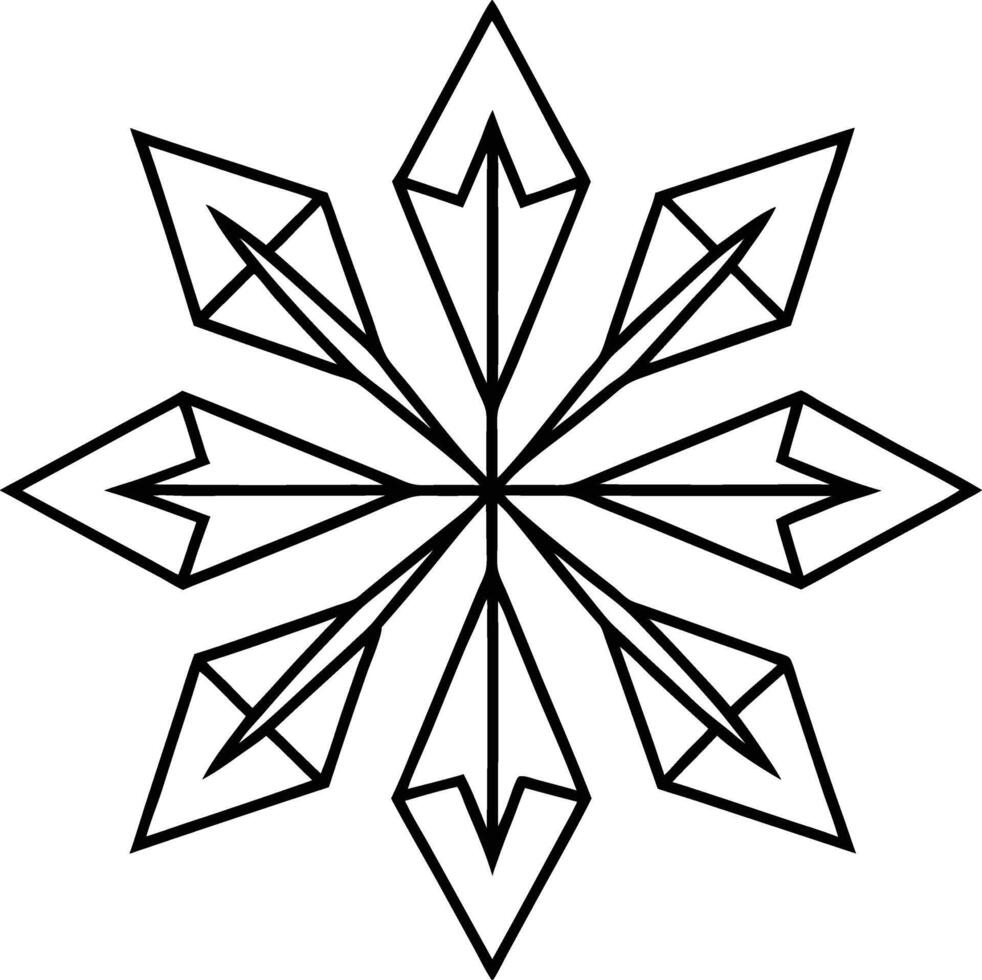 Geometric Snowflake Design Elegant Black Line Art Winter Pattern vector
